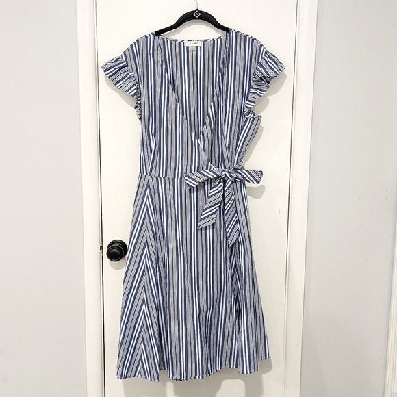 Calvin Klein Dresses & Skirts - Calvin Klein Striped Cotton Wrap Dress